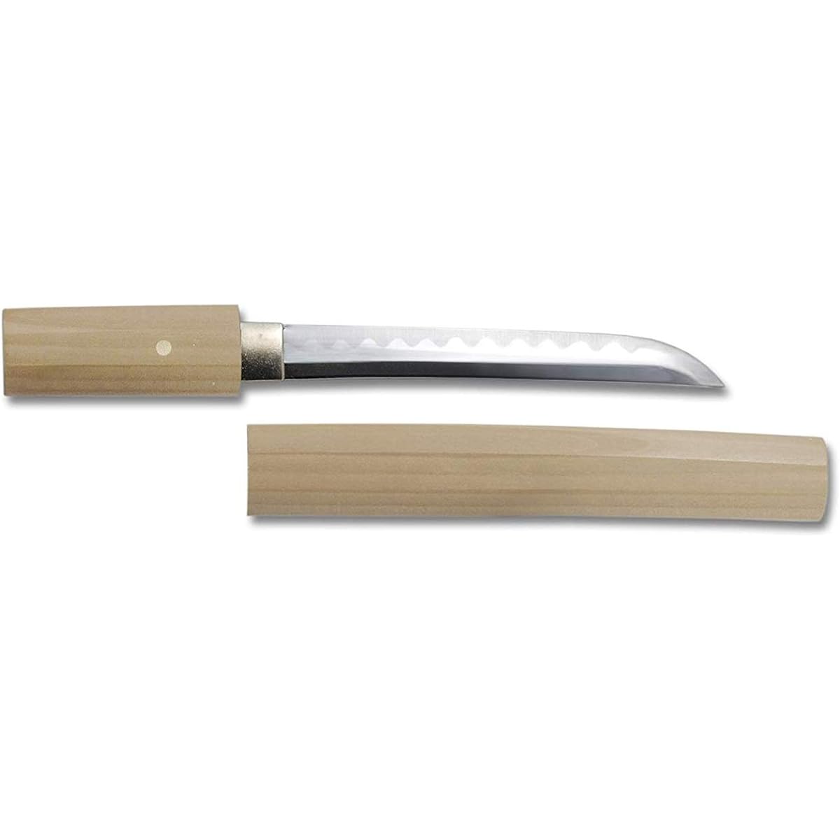 Japanese-made high-quality art sword, short sword, 6-inch white sheath, irregular blade pattern, sword bag included [ZS-506]