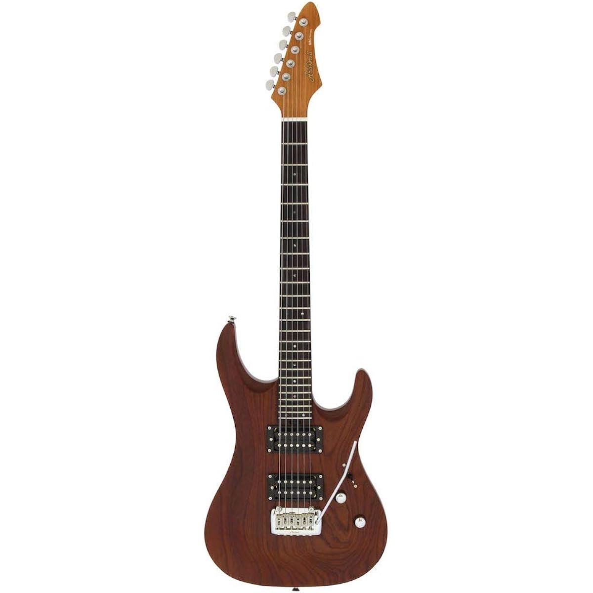 [Case included] AriaProII MAC-DLX STBR Stained Brown Electric guitar made from thermo-treated wood