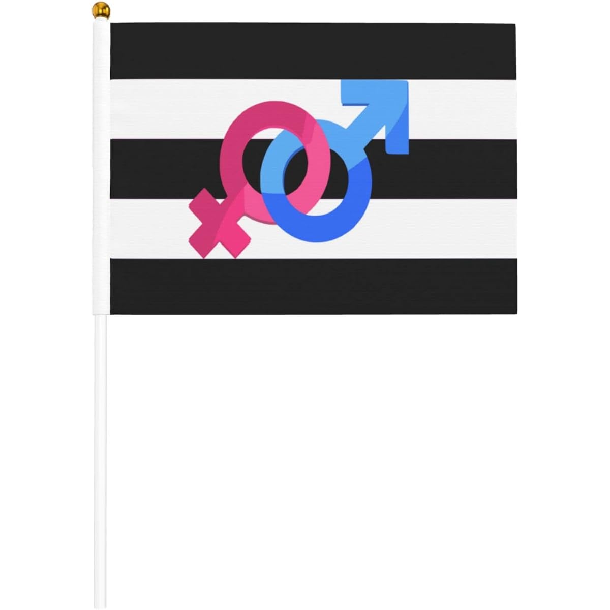 Heterosexuals Flags Mini Flags 10 Pack - Handheld Small Miniature Flags for Party Decorations - Fade Resistant 5x8 Inch Pole & Round Top