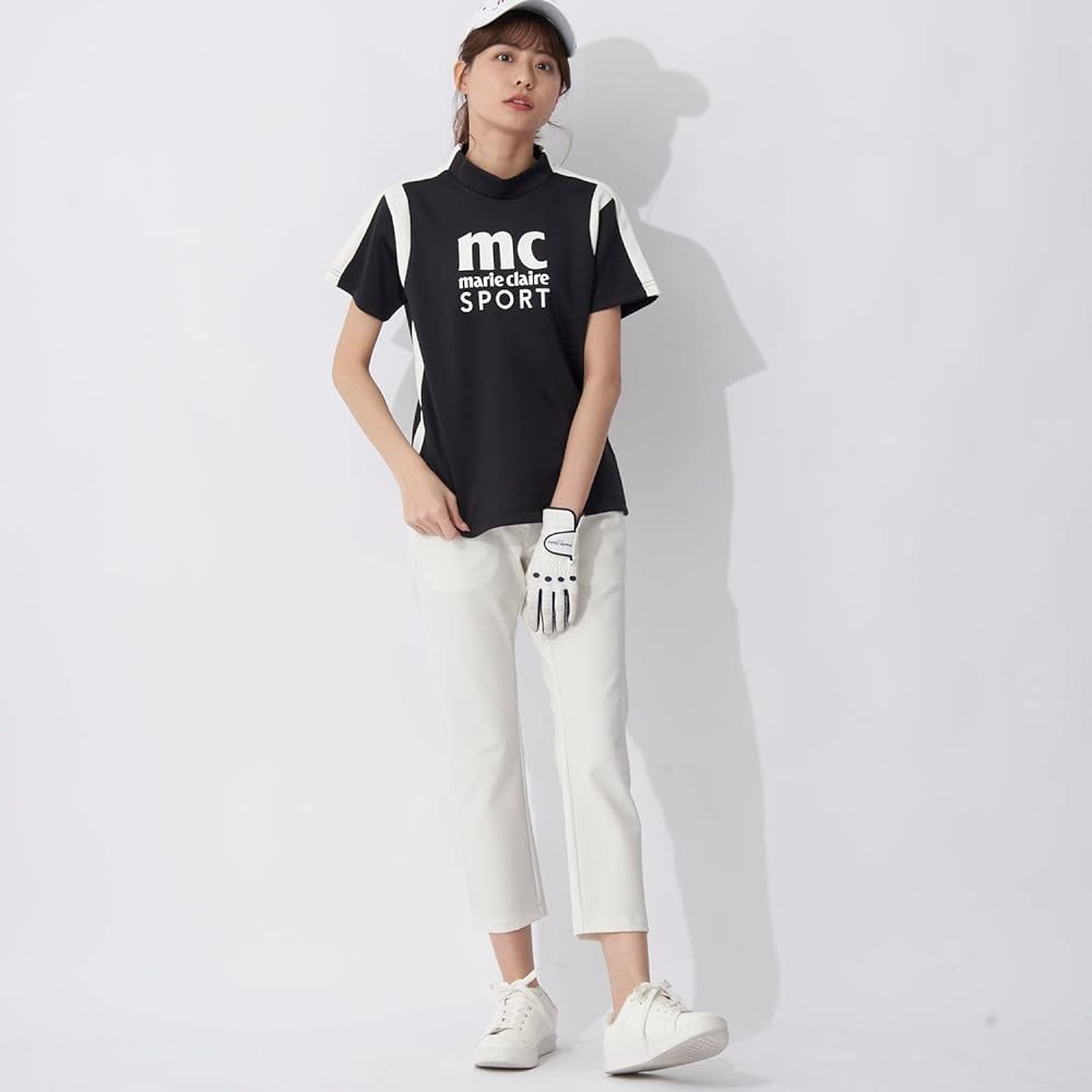 [Marie Claire] Golf Shirt, Sideline Mock Neck Shirt, Short Sleeve, Women's Golf Wear 713614