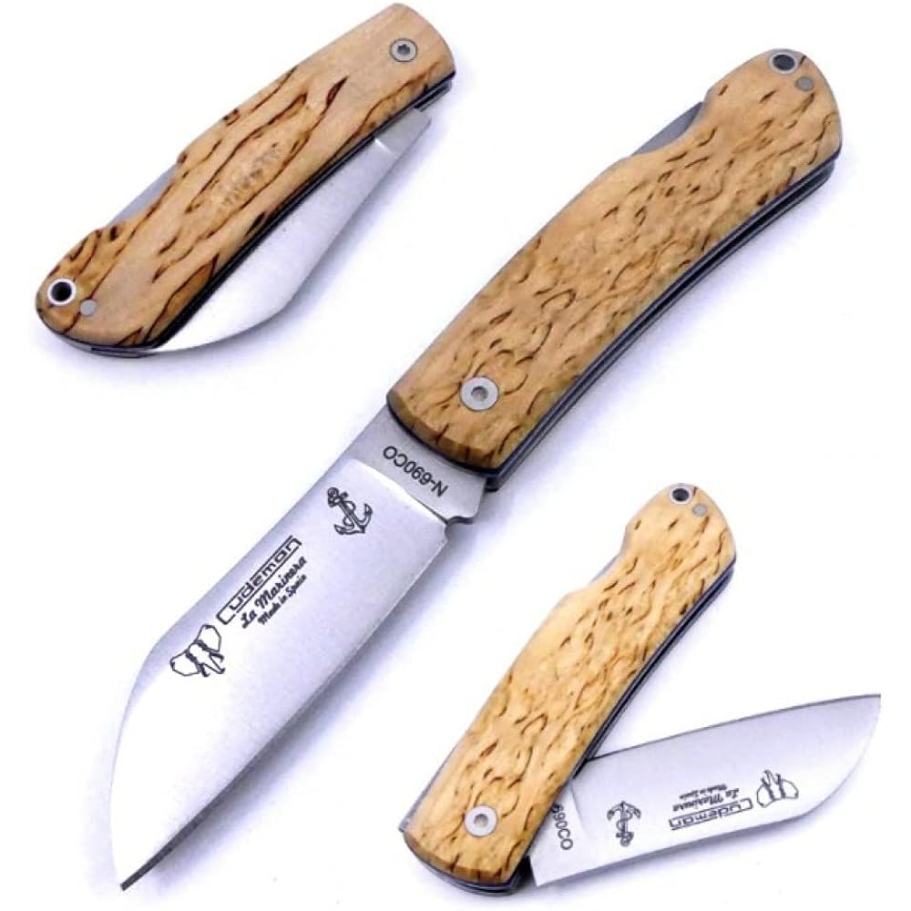 Cudman 386D La Marinera Bi-fold Folding Knife Natural Wood La Marinera Lockback Method N690Co