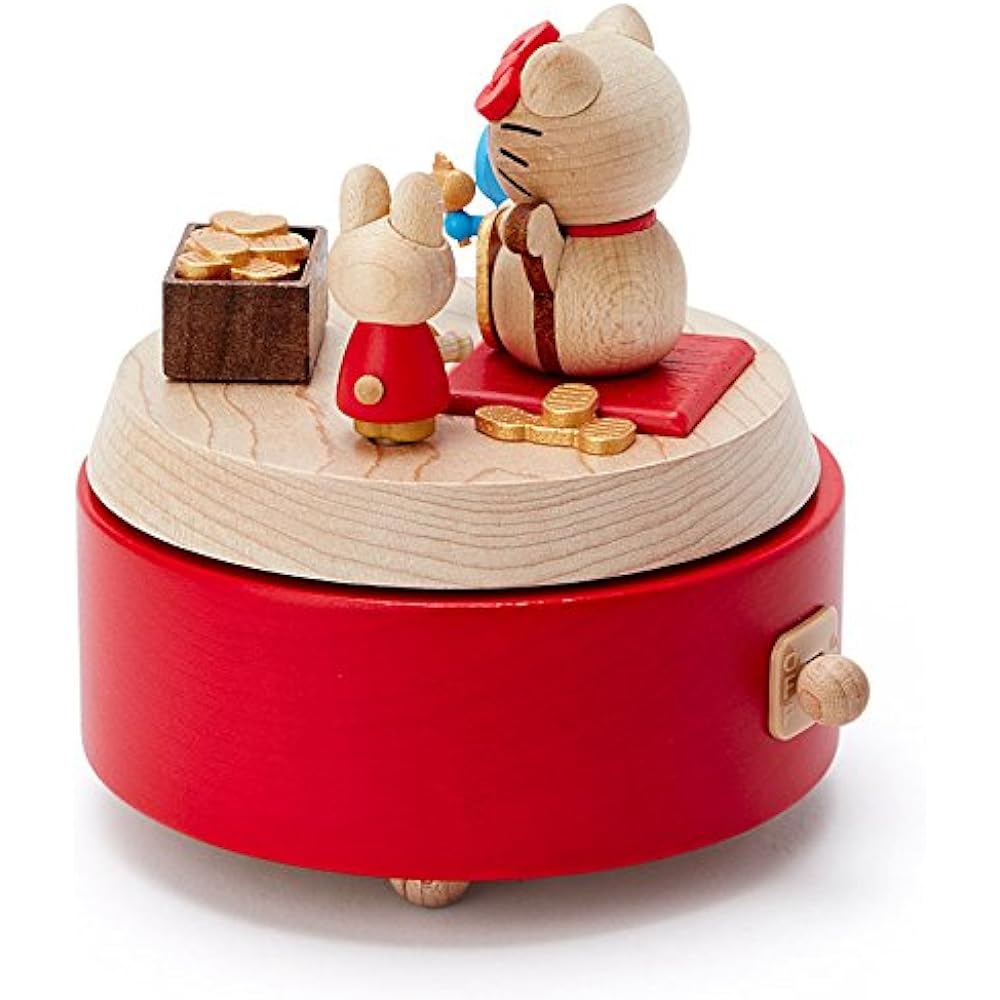 Sanrio Wooden Music Box Hello Kitty Lucky Charm H 9151 Red Brown 577871