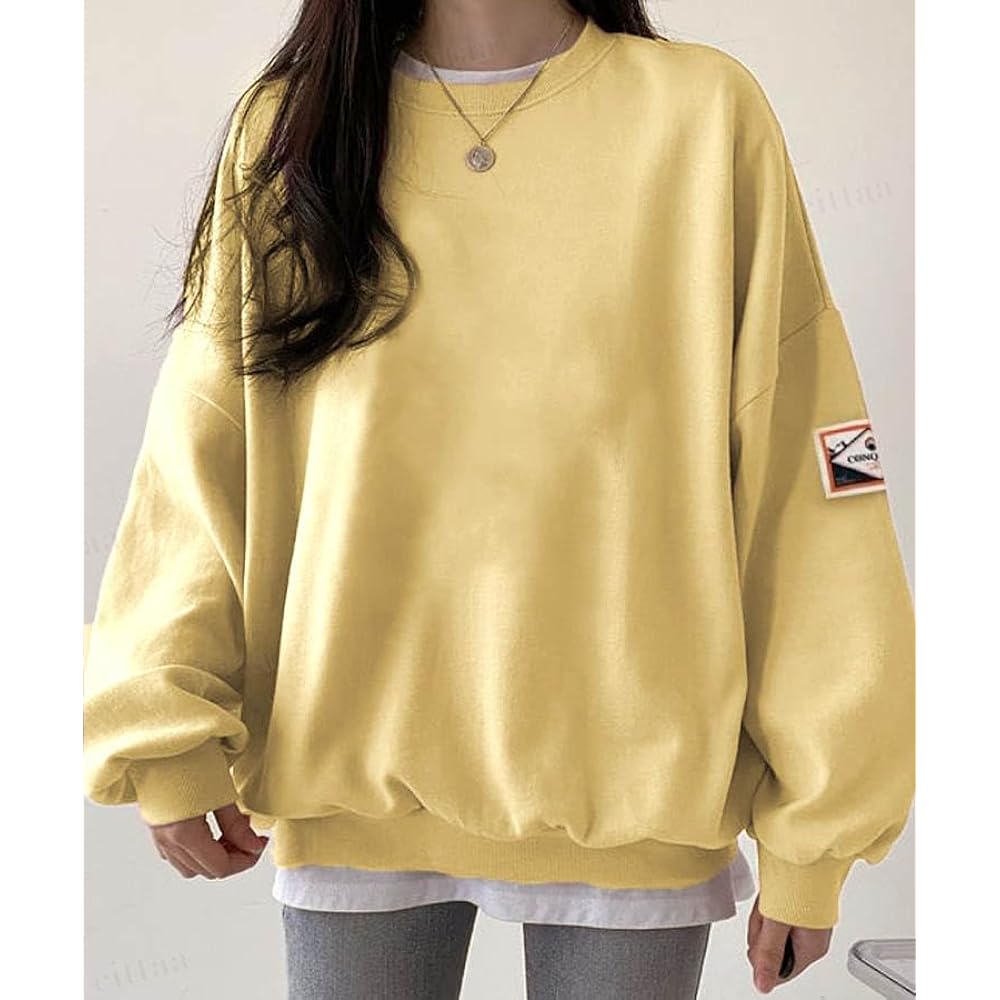 [MIRA MARIV] Made in Korea and imported directly from Korea Shoulder Patch Oversized Sweatshirt Sweatshirt Women's