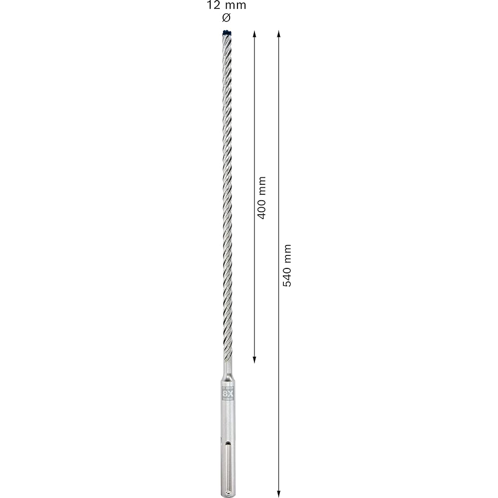 Bosch Professional 1x EXPERT SDS max-8X hammer drill bit (soft stone, hard stone, concrete, reinforced concrete, concrete building blocks, Ø 12,00x540 mm, accessories for hammer drills)