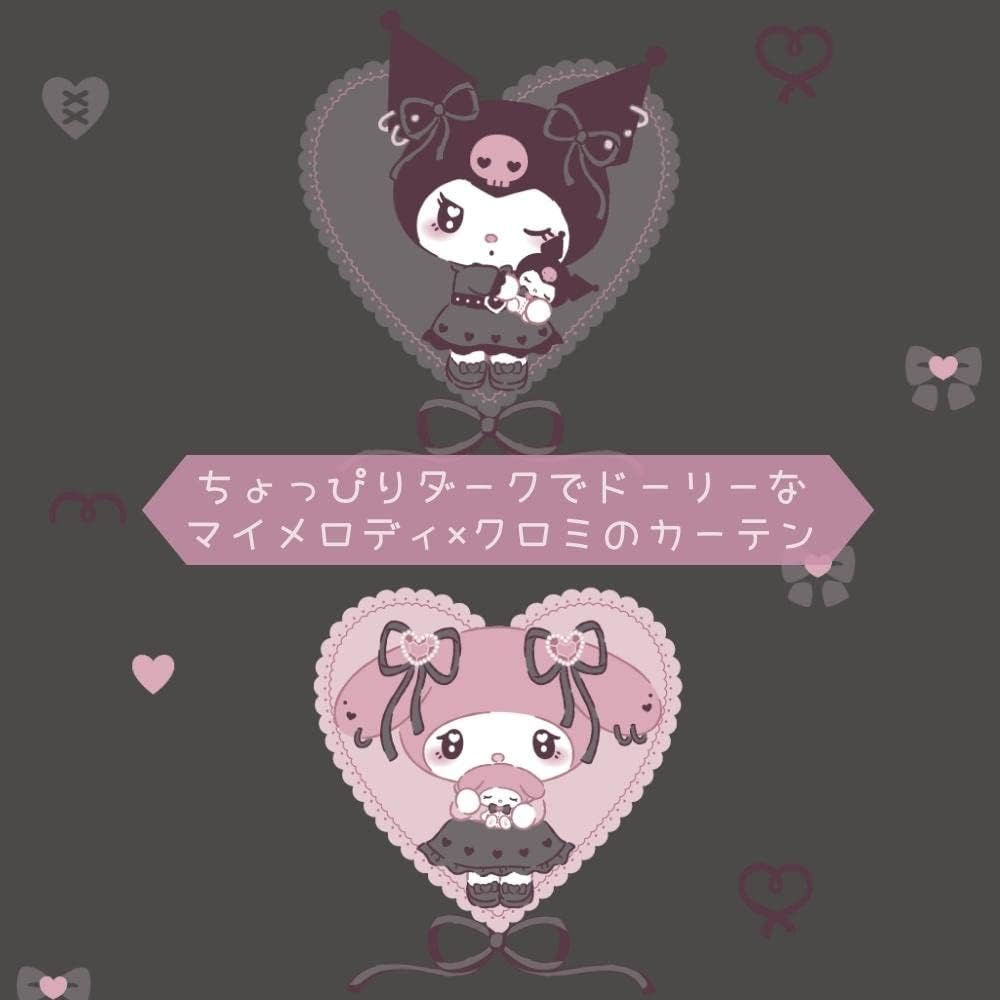 Sanrio Kuromi My Melody Midnight Merokuro 2nd Grade Blackout Heat Shielding Curtain Width 100 x 178cm Length Set of 2 My Melody Fully Washable Character SB-661-S