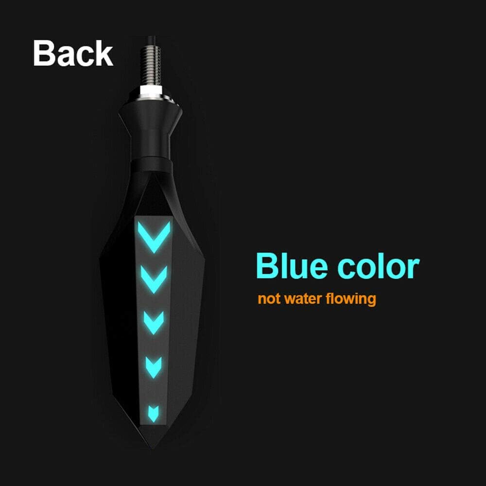 BessieSparks Turn Signal Lights 2pcs 8mm Universal Motorcycle 17LED Flashing Lamp Flowing Indicator Amber and Blue