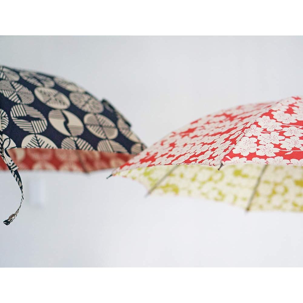 Made in Japan Isago Pattern Folding Umbrella 50cm For Both Sunny and Rainy Days Women's 2 Tier Folding Umbrella Furoshiki Japanese Pattern UV Protection Komiya Shoten