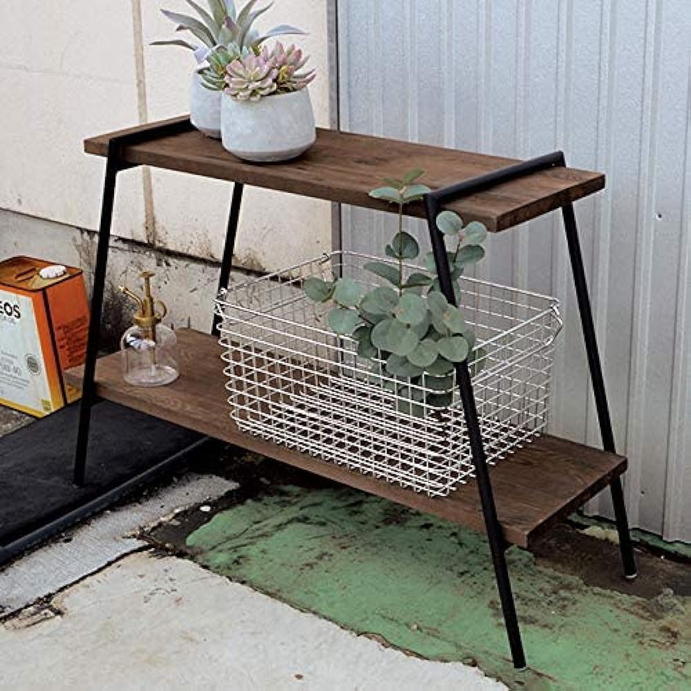COLLEND Iron Leg Rack Natural 2 Tier ILR2-NA