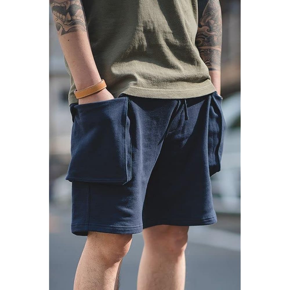 Aspersio Men's Sweat Shorts, Above the Knee, with Pockets, Military Cargo Pants