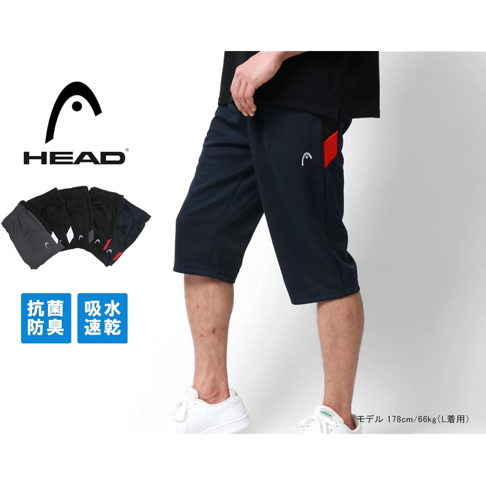 [Head] Men's Jersey, Lower 3/4 Length, Absorbent, Quick Drying, Antibacterial and Odor Resistant, Side Switching, Half Pants, Shorts, Room Wear