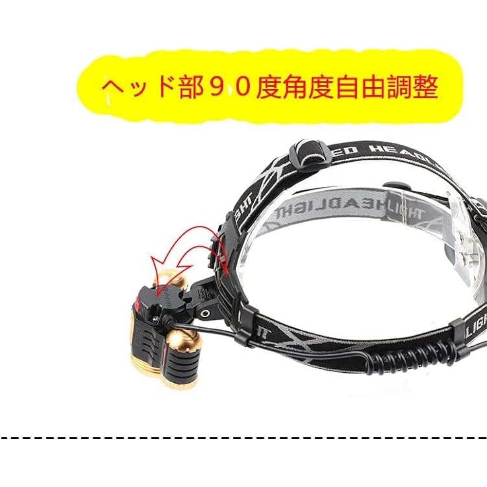 Set of 2 Headlights, USB Rechargeable, Bright, Amount, Waterproof, Illumination Angle Adjustment, Remaining Level Indicator Function, Ideal for Headlights, Mountaineering, Camping, Walks, Night