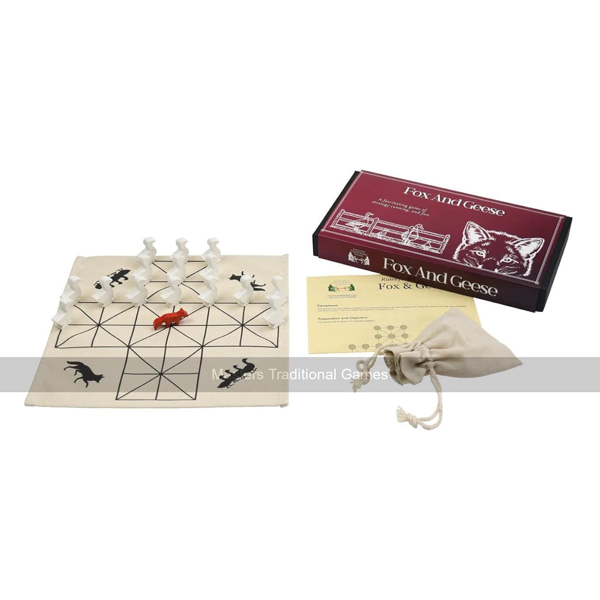 Medieval Fox and Geese Game - Cloth Board And Wooden Pieces - Historical Games - Medieval Board Games