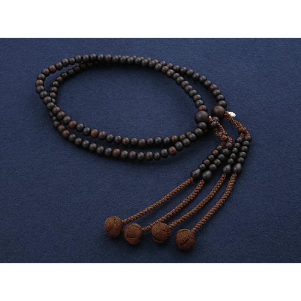 Kyoto Buddhist Altar Hayashi Prayer Beads Shingon Sect Shakuni Ebony (Unground) (For Men) Official Ceremony [Bead Bag Set] SM-032 Kyoto Prayer Beads