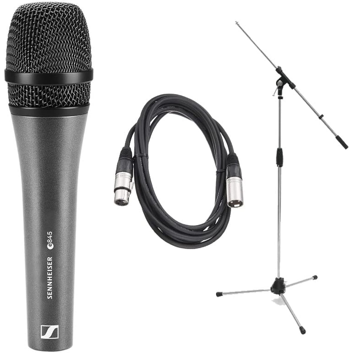 SENNHEISER e845 Supercardioid Dynamic Microphone + MS-09C Boom Microphone Stand + TDXLR-05 5m XLR Cable (Official Japanese Product)