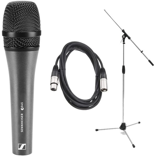 SENNHEISER e845 Supercardioid Dynamic Microphone + MS-09C Boom Microphone Stand + TDXLR-05 5m XLR Cable (Official Japanese Product)