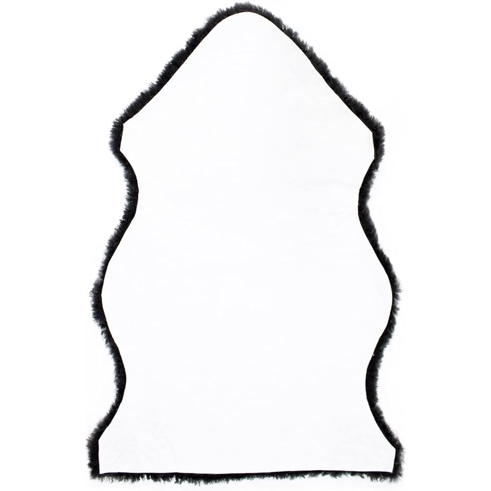 Shearling Rug Natural Australian Short Hair 1 Animal Rug Black 60 x 95cm Washable NFG001