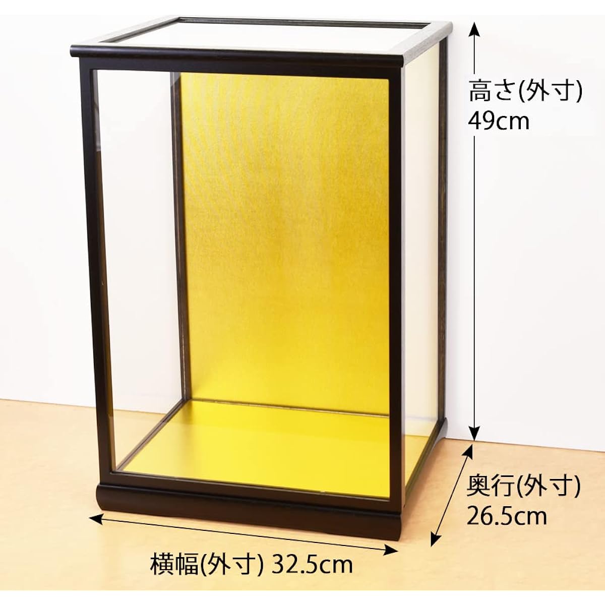 Japanese doll case, doll case, glass case, Hina doll case, May doll, width 30, depth 24, height 45cm, No. 8, black mulberry, Jinya