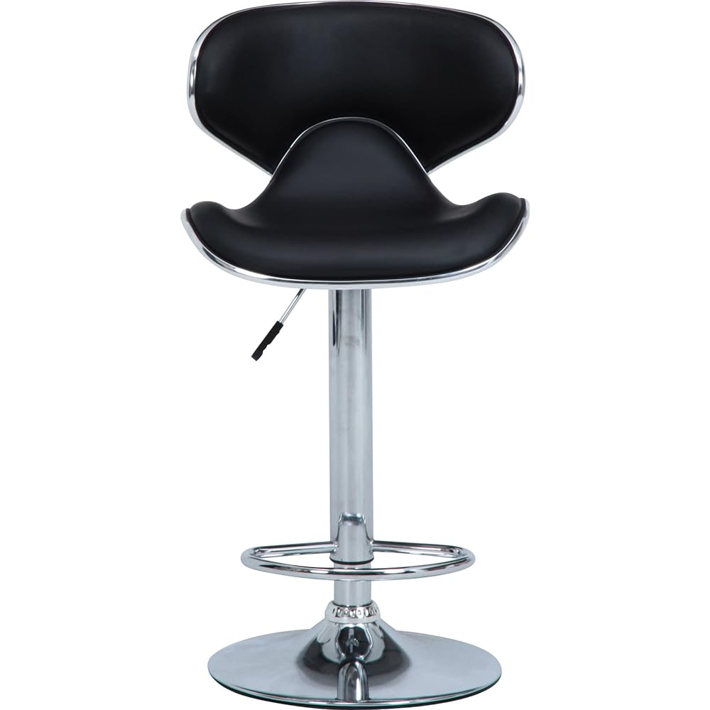 Fuji Boeki Counter Chair High Chair Width 45.5 x Depth 54 x Height 88.5~109.5cm Black Dining Kitchen 360 Degree Rotation Elevating Synthetic Leather Shell 93290