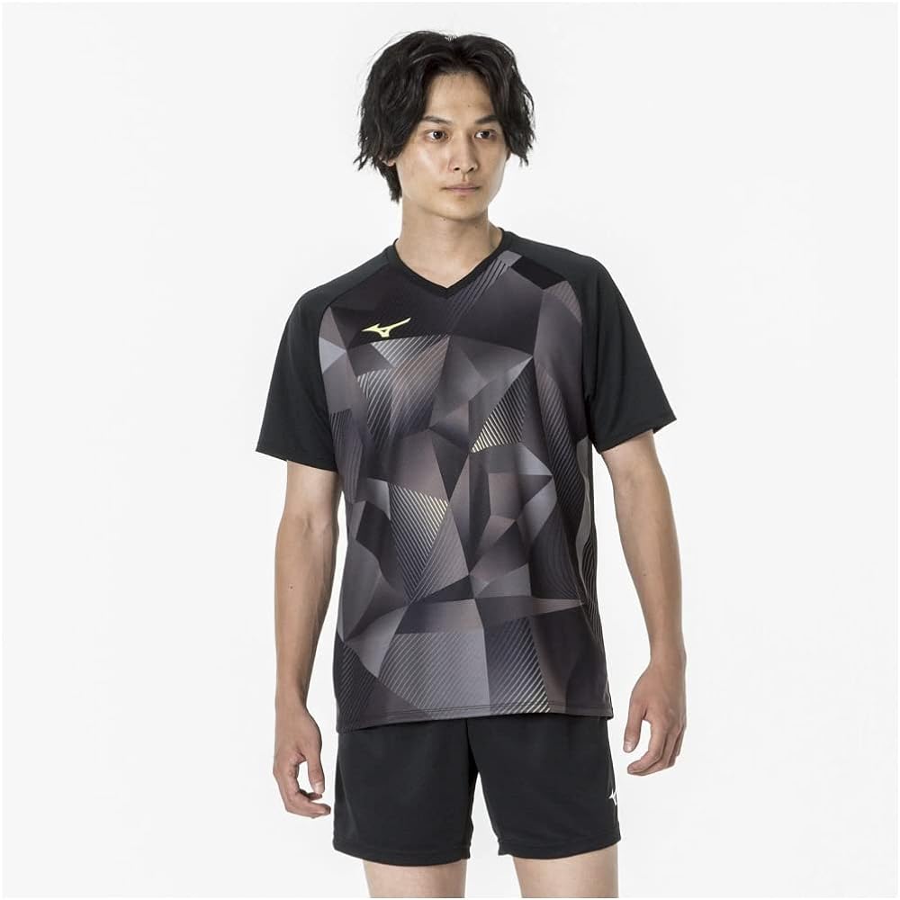[Mizuno] Table Tennis Wear Game Shirt, Short Sleeve, V-Neck, Unisex, Sweat Absorbent, Quick Drying, JTTA Officially Approved, 82JAA001