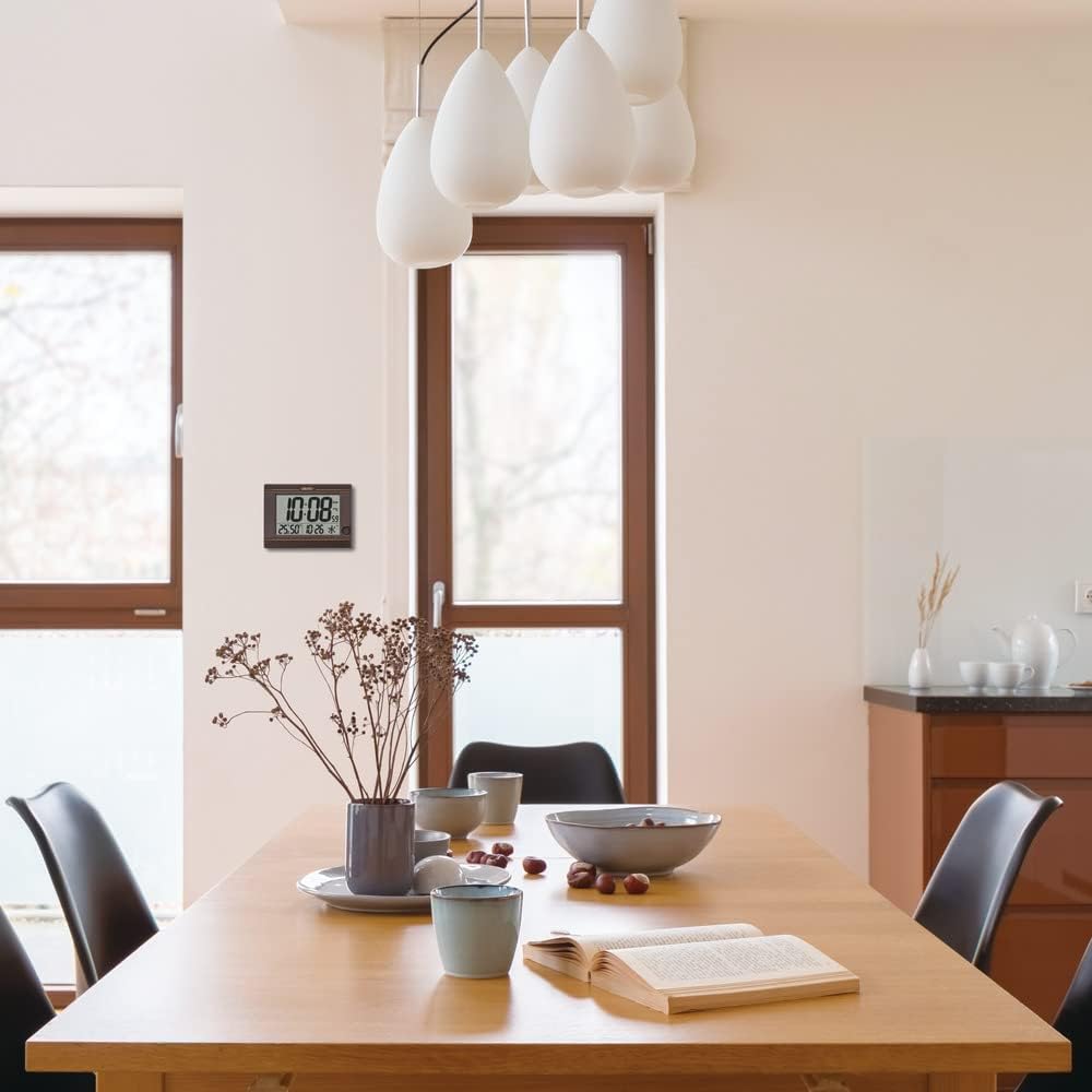 Seiko Clock Table Clock Wall Clock Digital Radio Wave Dark Brown Metallic 150 x 210 x 22mm SQ448B, when using stand: 145 x 210 x 71mm