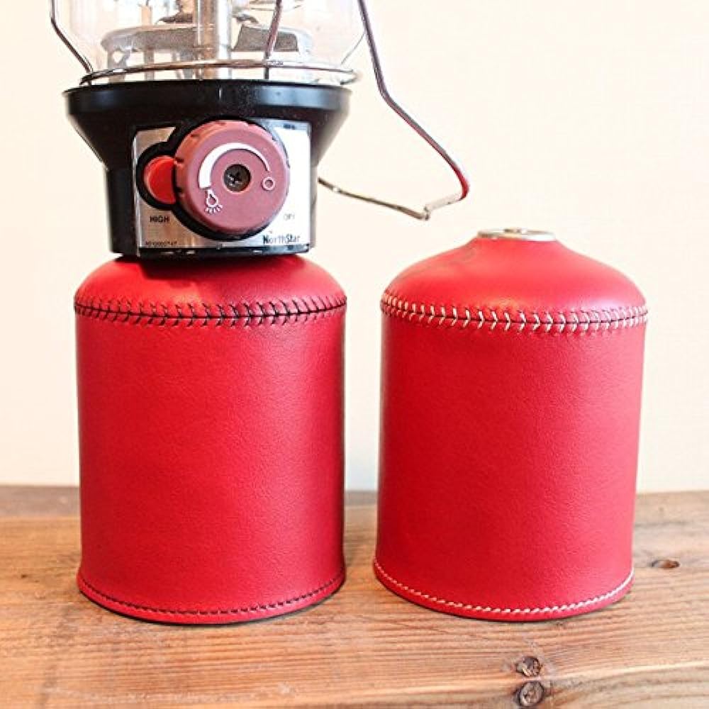 What will be will be & Greenfield Leather OD Can Gas Can Cover (Large: 470g/500g Size) Leather Color (Red) Stitching (Dark Brown) Handmade Leather Genuine Leather Outdoor Camping Goods