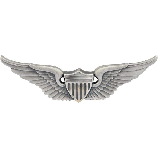 Army Basic Aviator Badge Silver Oxide Full-Size, Silver Oxide, Full-Size