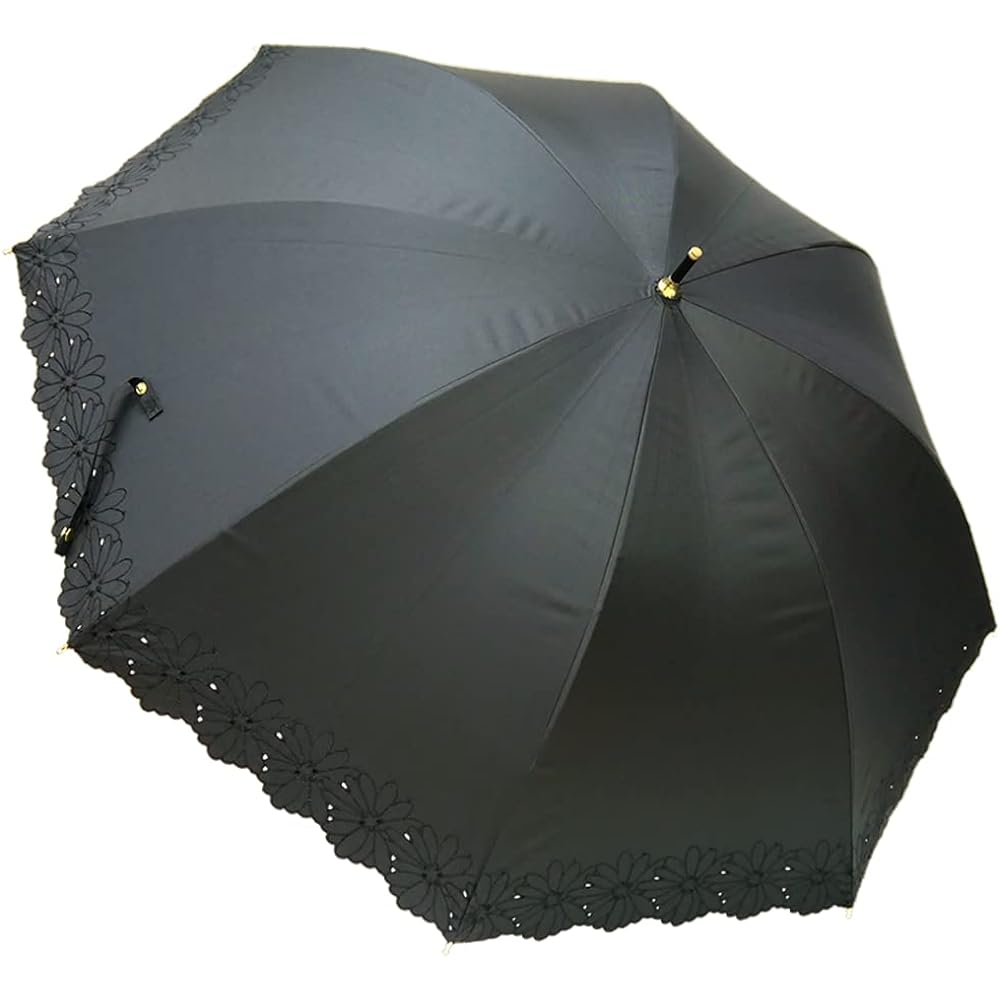 [Nouvel Japonais] Nouvel Japonais Parasol, Long Umbrella, For Sunny or Rainy Weather, UV Protection, Flower Embroidery, Bamboo Handle
