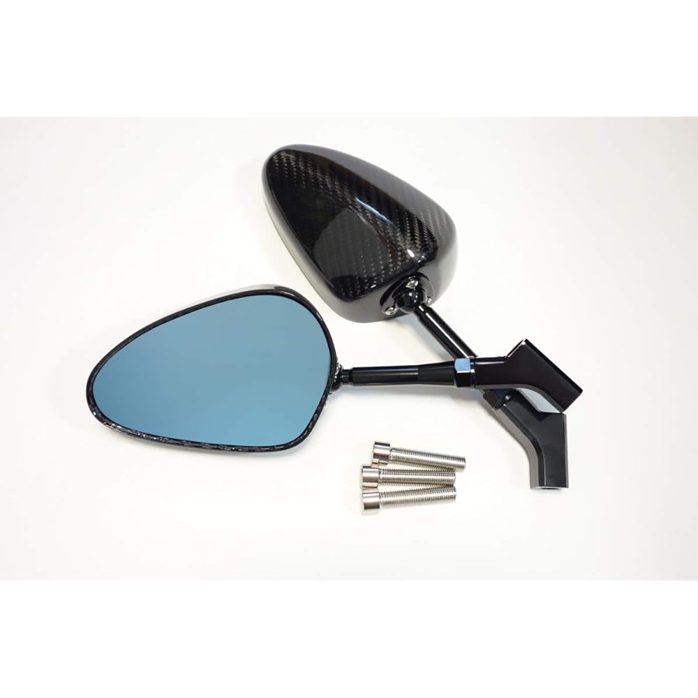 [SIMOTA Genuine Product] Carbon Rearview Mirror [Oval Blue Lens] Right Thread/Reverse Thread 10mm Left and Right Set Real Carbon Ultra Light Mirror JR-2C (Oval, 100mm)