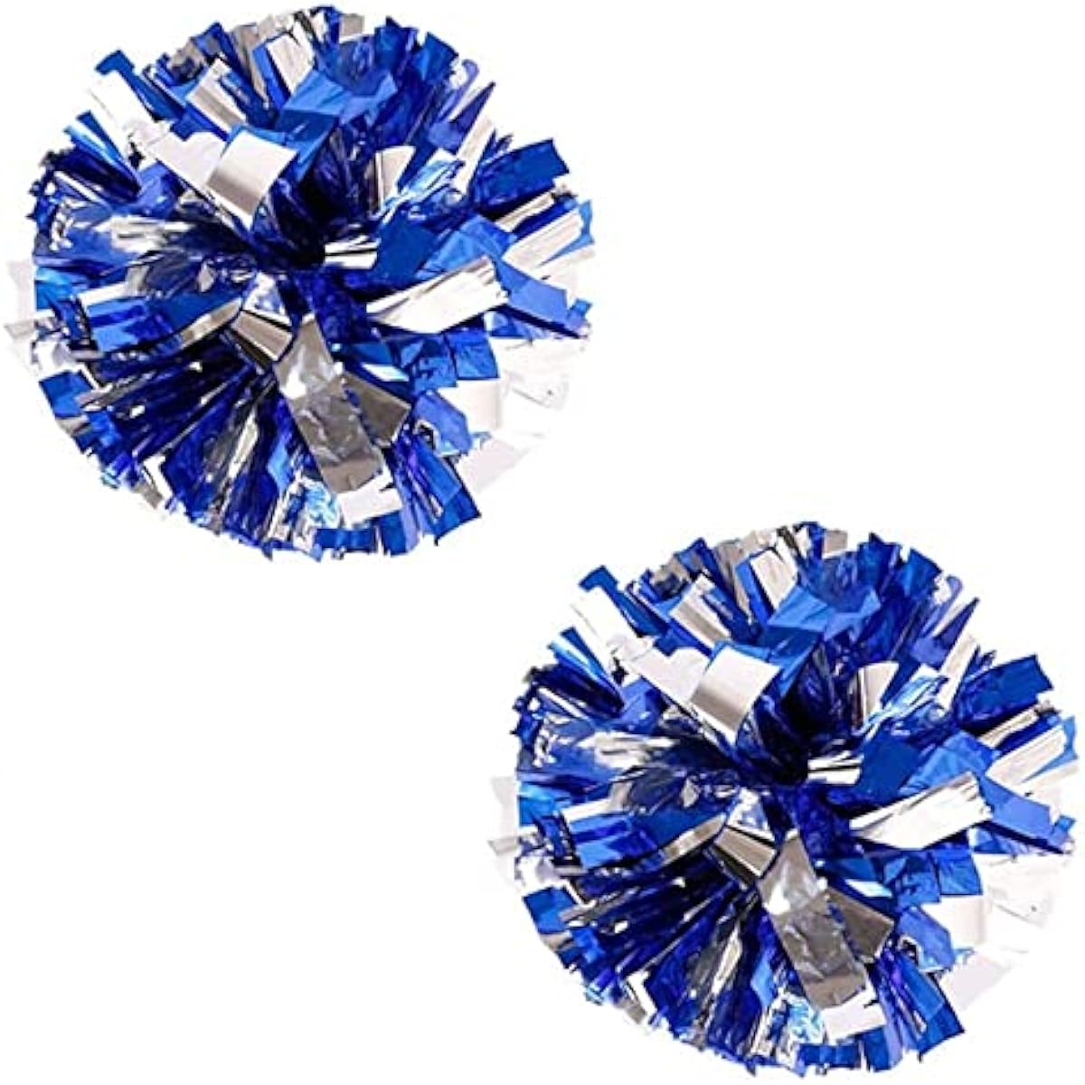 ICYSNOW 2 Pack Plastic Pompoms Cheerleading Pompoms Sport Dance Cheer Plastic Pom Poms Router for Cheer Squads Cheer Teams (Blue+Silver, 13 Inch)