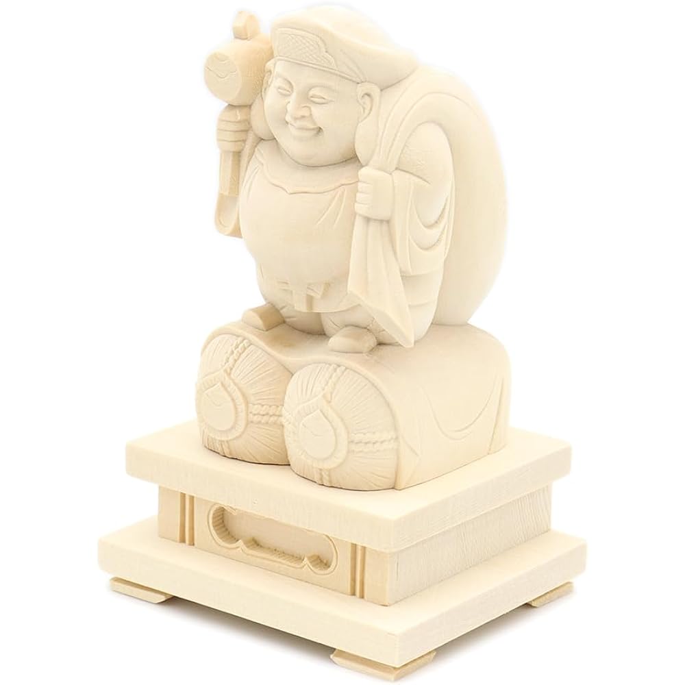 Kurita's special Buddha statue [Various Tenjin] Cypress wood Daikokuten standing statue (total height approx. 14cm, width 8.5cm, depth 7cm) Tawara square pedestal 13670