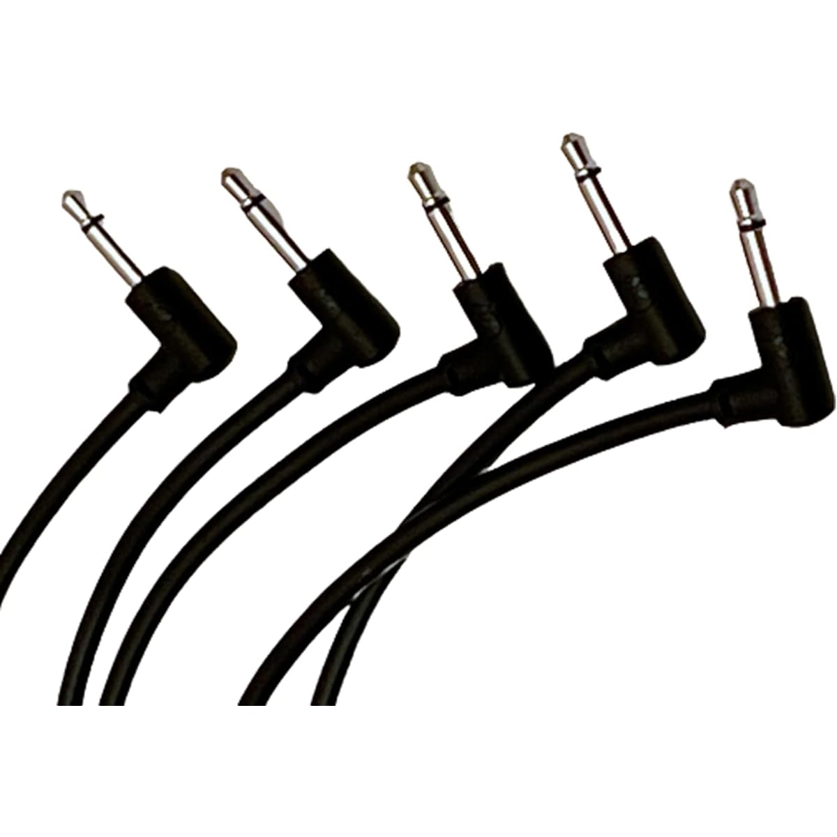Luigis Modular M-PAR L-Shaped Eurorack Patch Cables - Set of 5 Black Cables 6" (15cm)