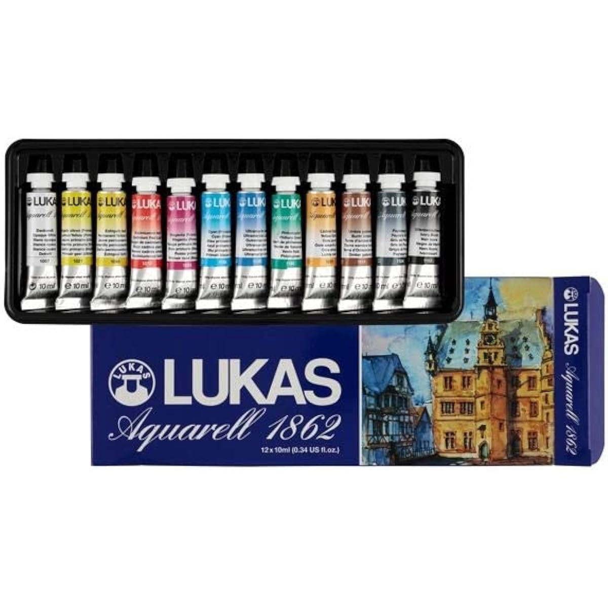 Lukas Aquarell 1862 Watercolor Paints - Premium Fine Art Watercolor Paints for Artists, Canvas, Pads, Gradient Effects and More - [10ml Tubes-Set]