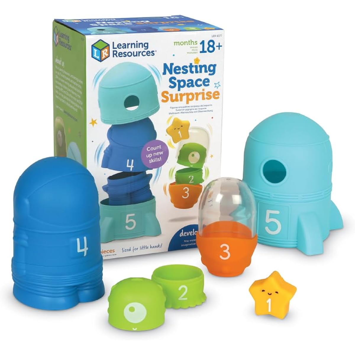Learning Resources Nesting Space Surprise, 9 Pieces, Ages 18 Months+, Preschool Learning Activities, Toddler Learning Toys, Montessori Toys