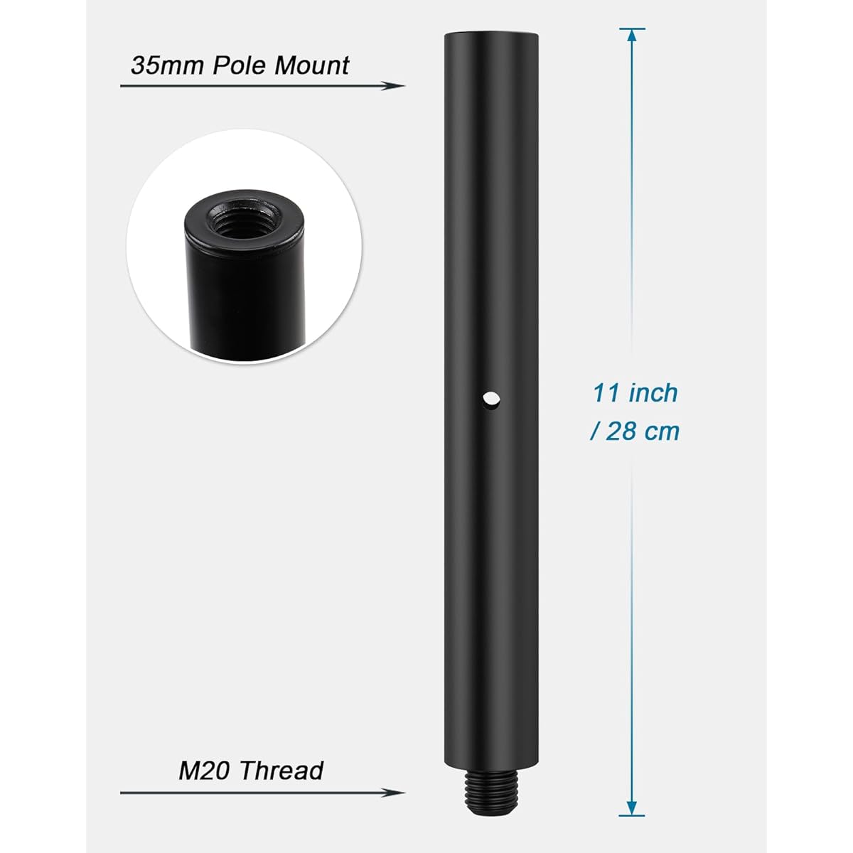 Vondynote 11" Extension Pole Subwoofer Pole M20 Speaker Mount Pole with 35mm Mount