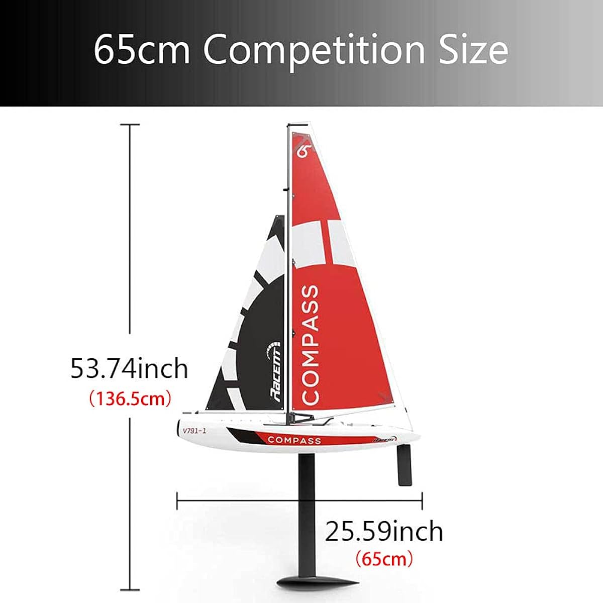 RC Boat Remote Control Yacht 65cm 2.4g DIY Pre-assembled Ship Model, RG65 Class Competition RC Boat RTR Beginner, Adult