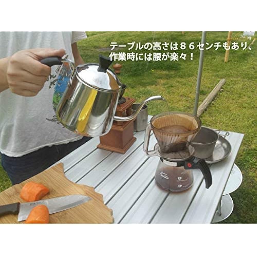 onway Easy High Table OW-1045 Convenient Kitchen Table with Two Tier Shelves "Storage Rack" Storage Bag Included Folding Camping Folding Compact Lightweight