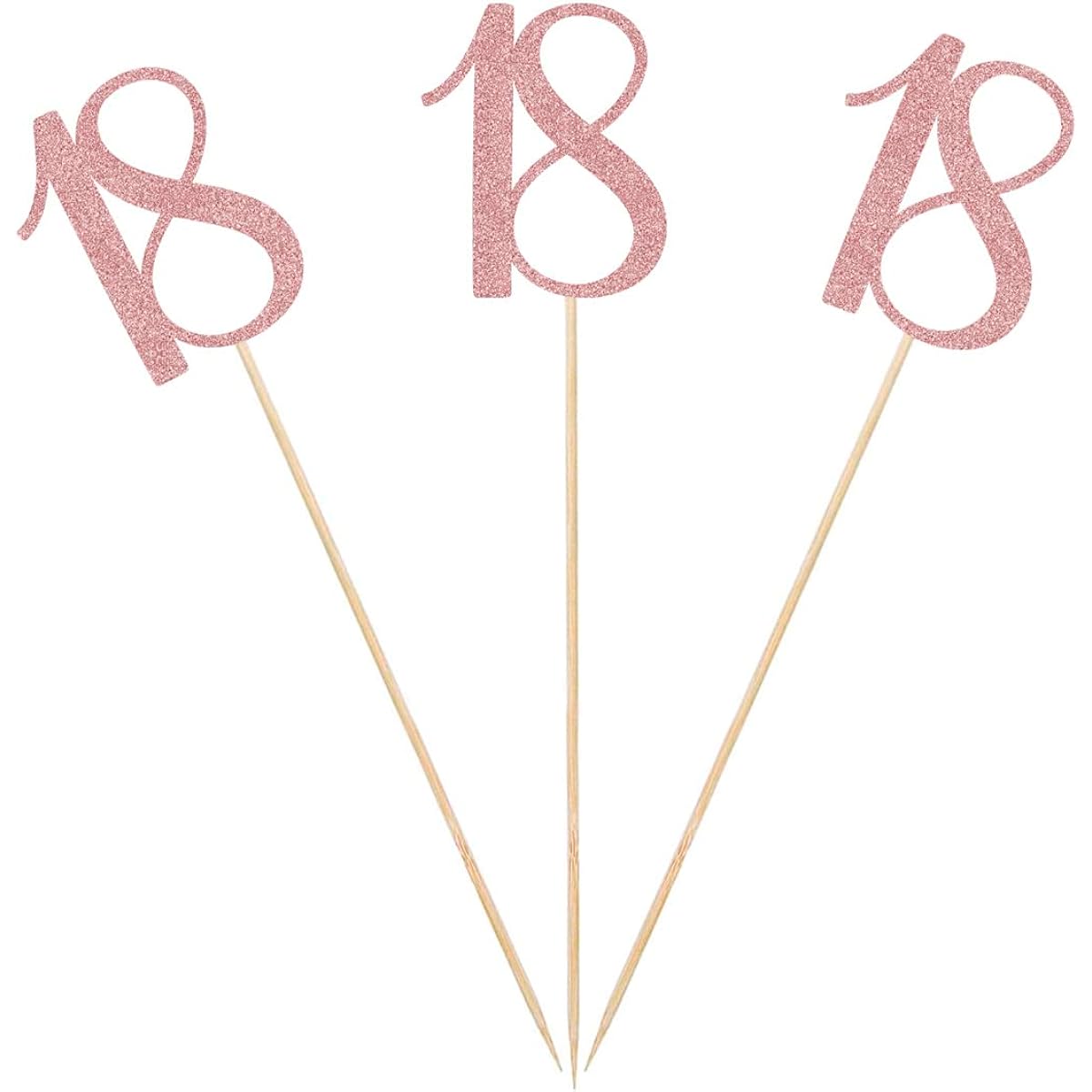 Rose Gold 18th Glitter Birthday Centerpiece Sticks - Pack of 12 Number 18 Table Toppers Anniversary Party Decorations
