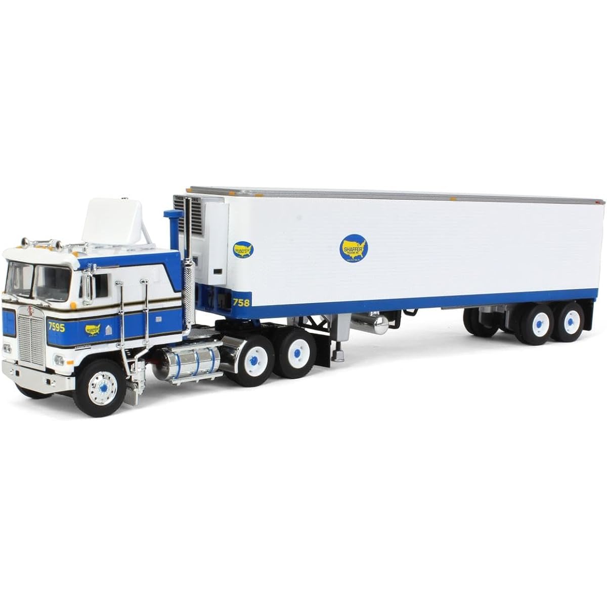 DCP 1/64 Kenworth K100 COE Flat Top 40ft Vintage Reefer Trailer Shaffer Trucking 60-1629