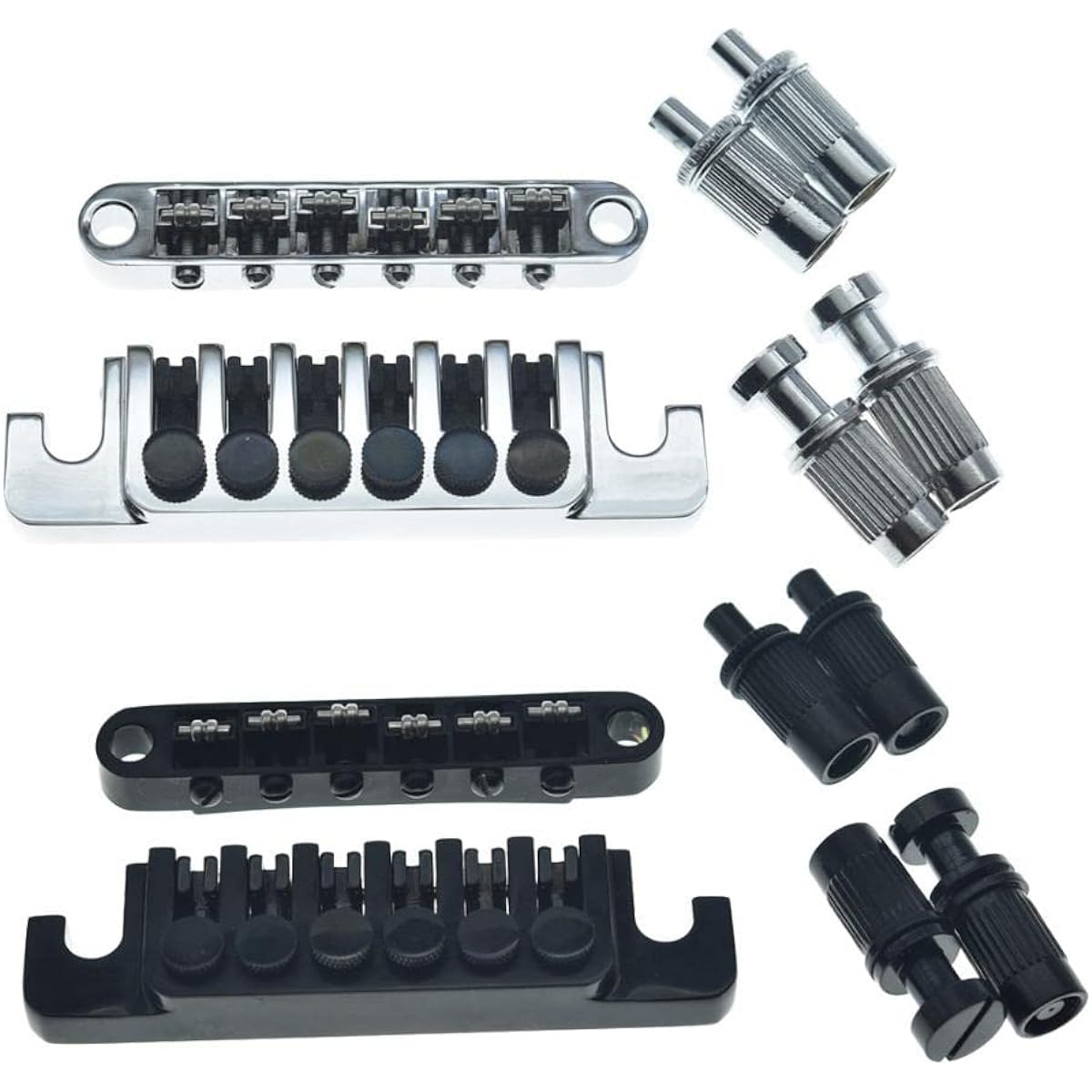 KAISH Chrome Guitar Roller Saddle Bridge Tune-O-Matic Bridge TP-6 Style LP Stop Bar/Bridge Tailpiece for Epiphone Les Paul LP/SG/Dot/ES Guitars with M8 Thread Posts