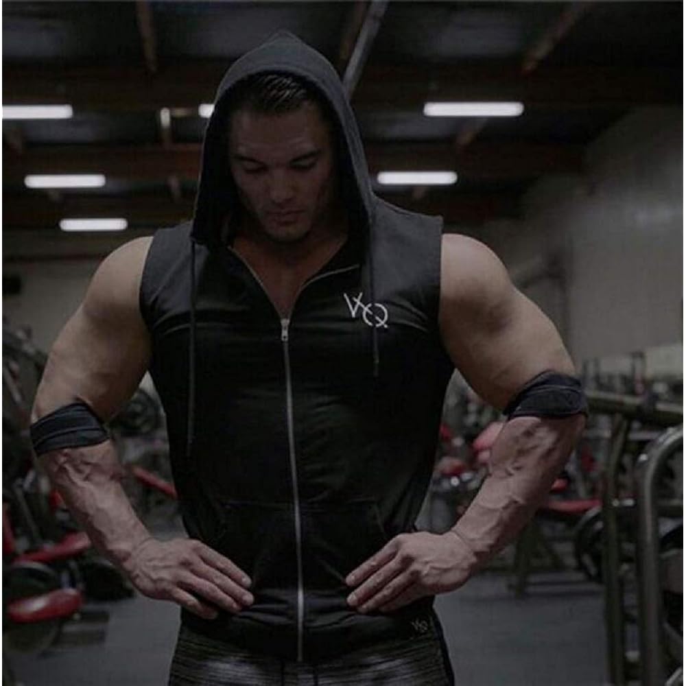 [Aokbok] Sleeveless Parka Men's Hooded Vest Quick Dry Training Sports Wear Sleeveless Gym Muscle Training Body Building Dragonfly