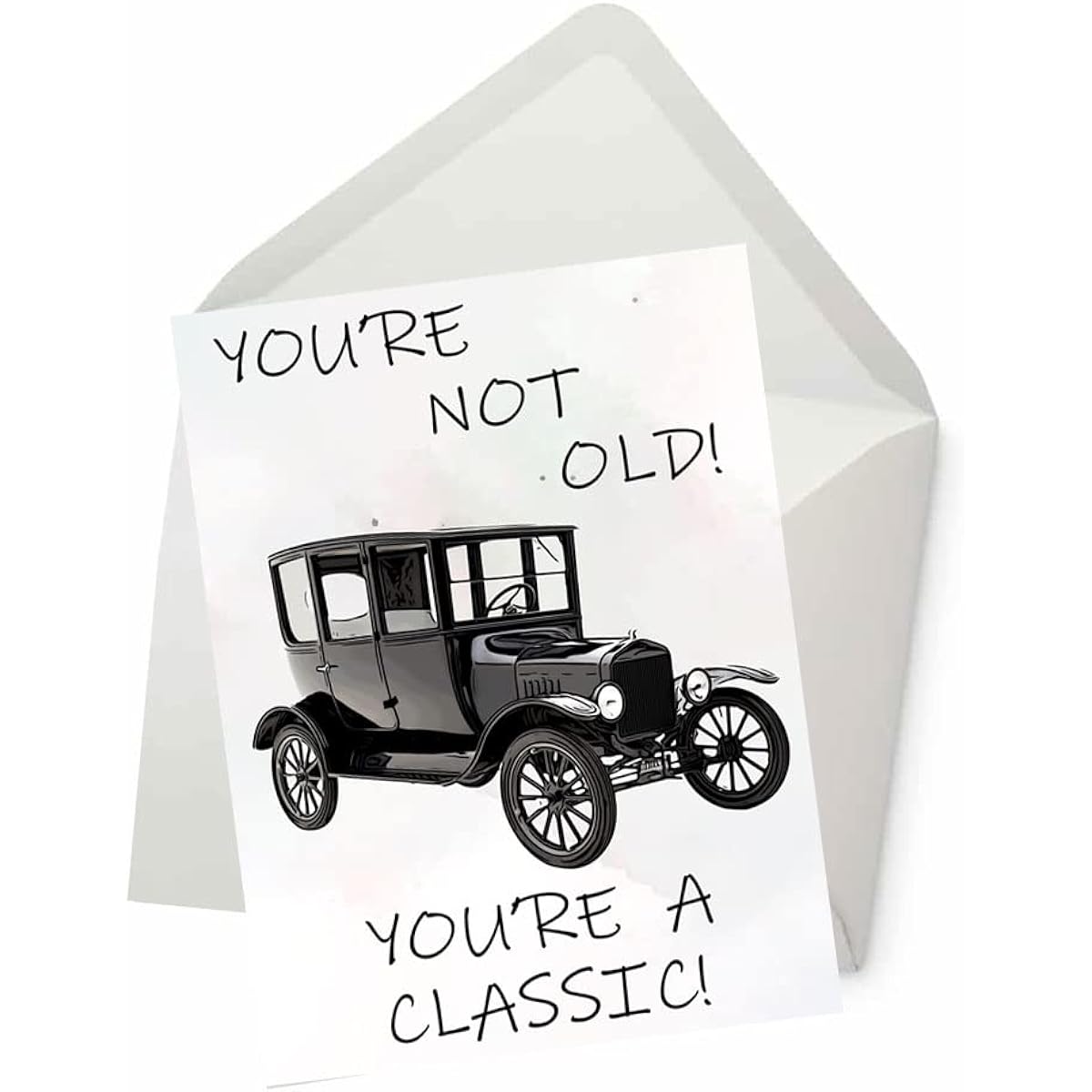 Funny Birthday Card for Husband Boyfriend Wife Girlfriend Him or Her (5" x 7") Classic Car