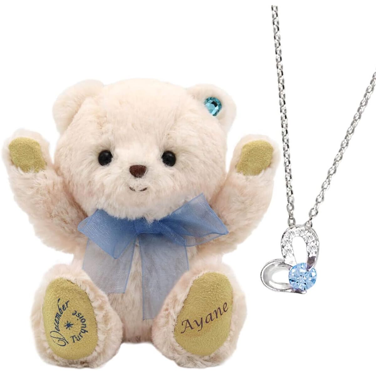 [Petit Luu] Shining crystal, tete bear and heart necklace