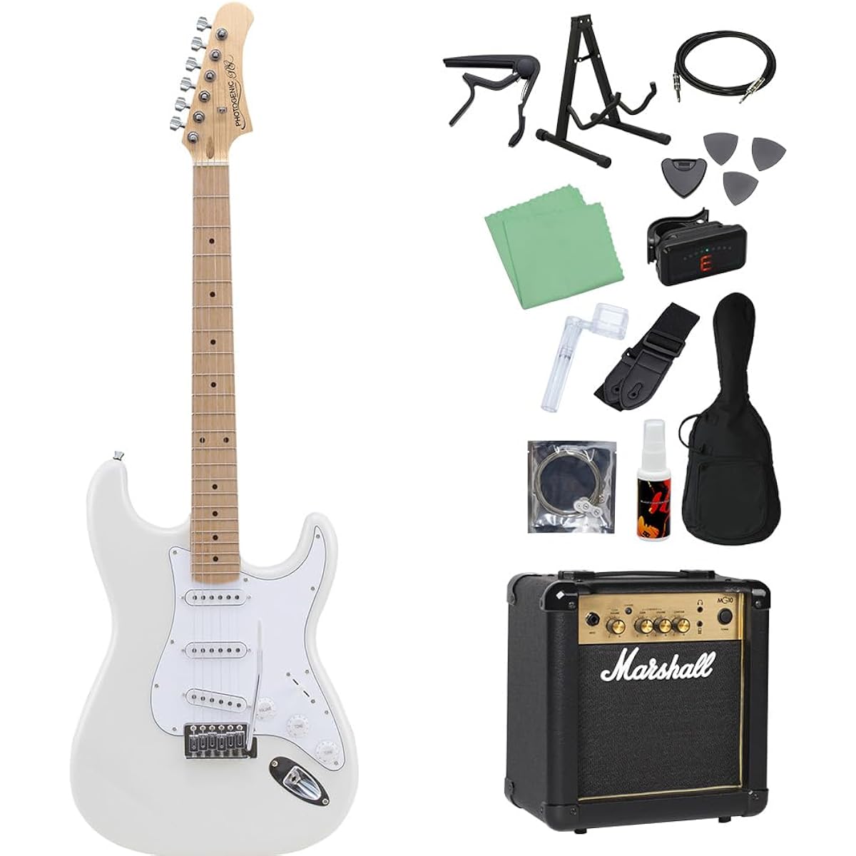 Photogenic ST-180M WH Electric Guitar Beginner 14-piece Set [Includes MG10] Stratocaster Type Photogenic