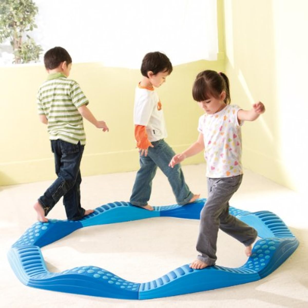 Balance beam set Composite balance play equipment Rainbow balance stone + wave balance beam Full set