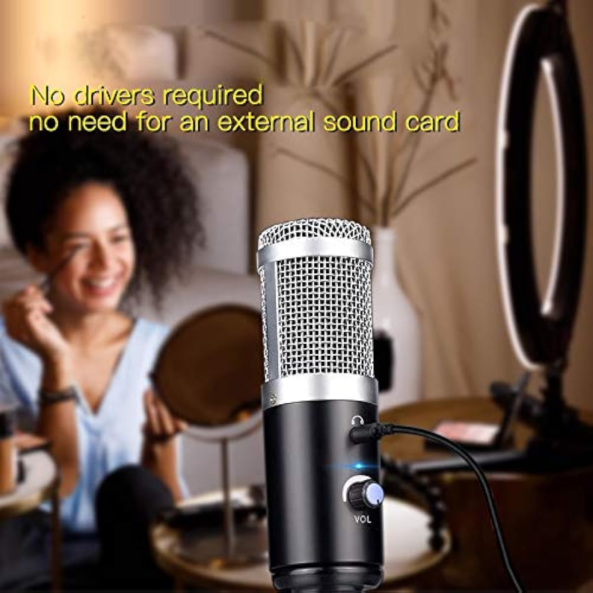 Microphone USB Microphone Laptop Microphone for Mac Computer Streaming Gaming Karaoke Recording Podcast (B)