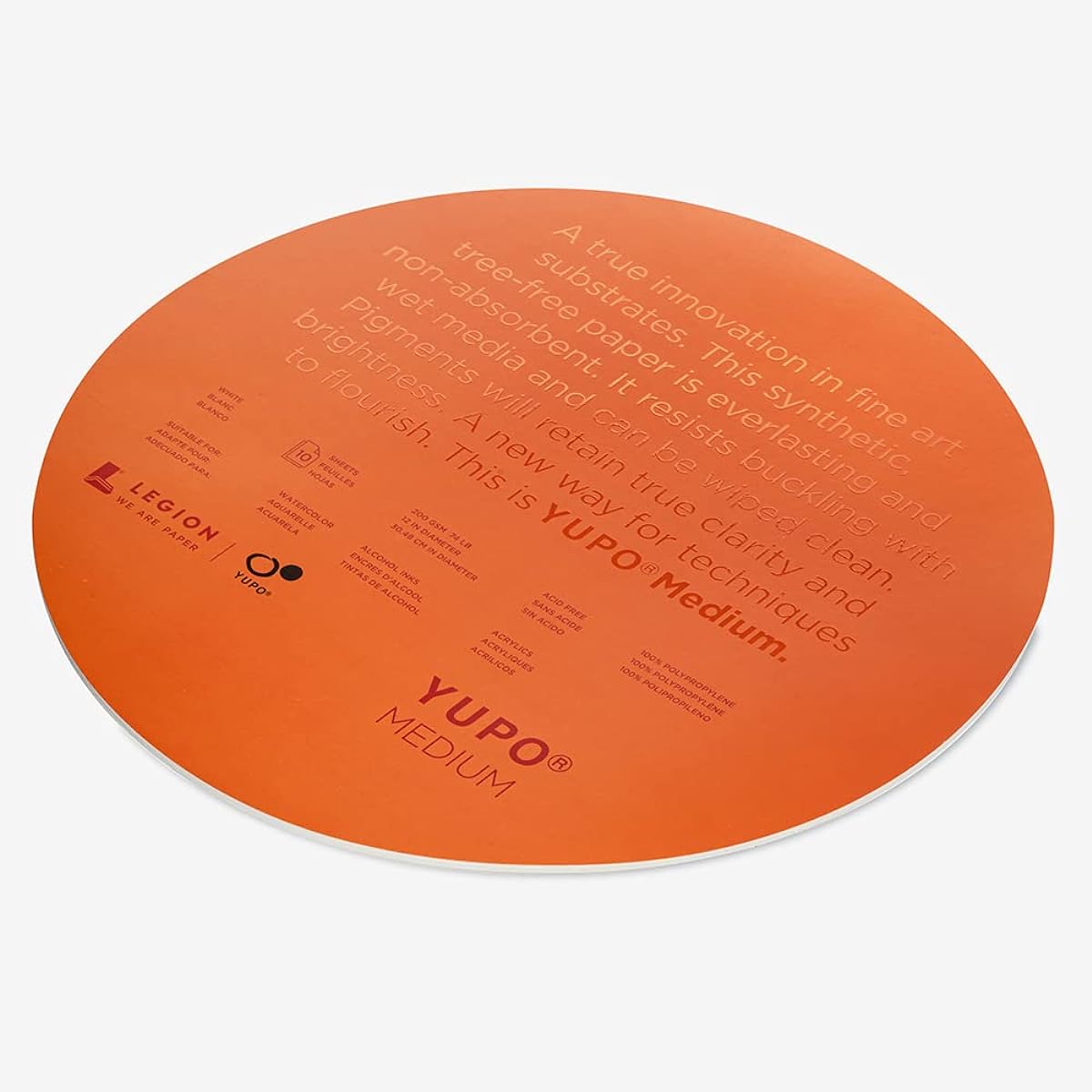 Legion Yupo Polypropylene Round Pads, Medium, 73 lbs, 12 inch, 10 pcs (L21-YUP197WH12C)