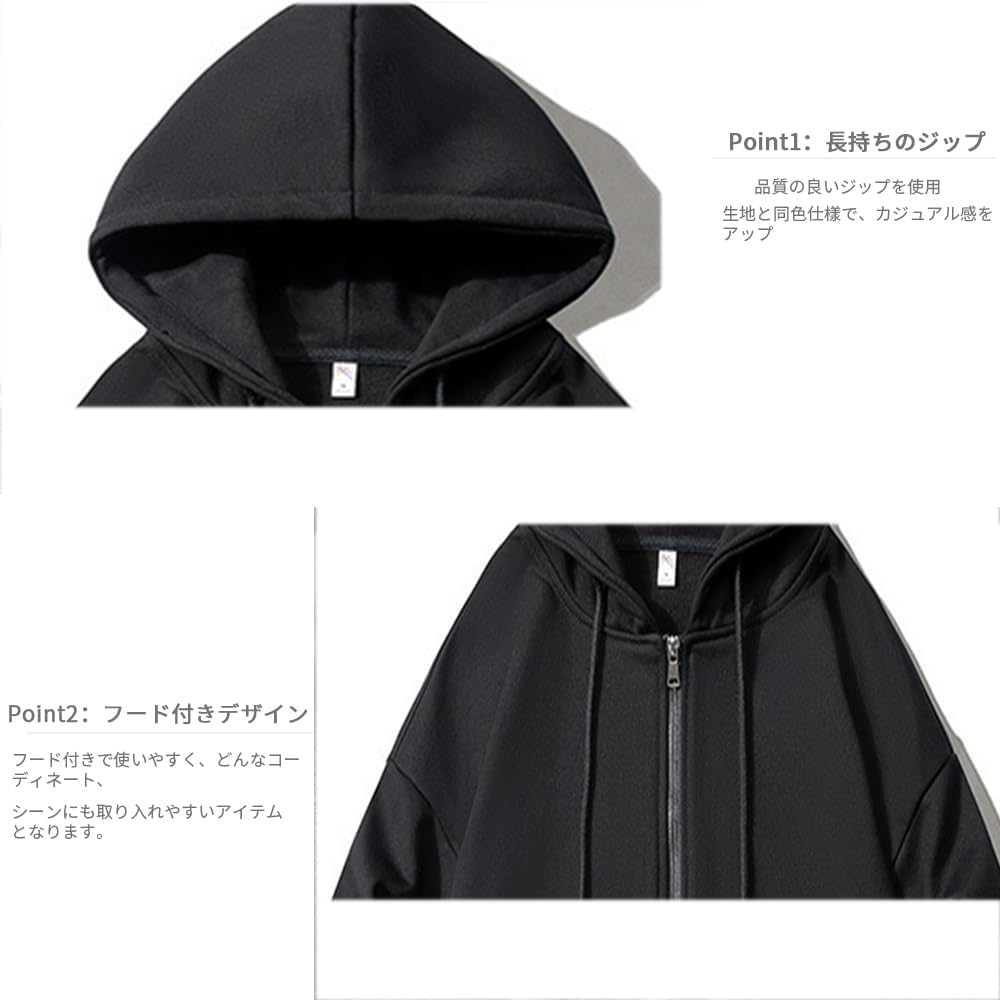 [Hainerdan] Women's Parka, Zip Up Parka, Zip Parka, Outerwear, Sweatshirt, Top, Long Sleeve, Hooded, Loose, Loose Fit, Plain, Warm, Cold Protection, School, Casual, Women's, Spring, Autumn, Winter