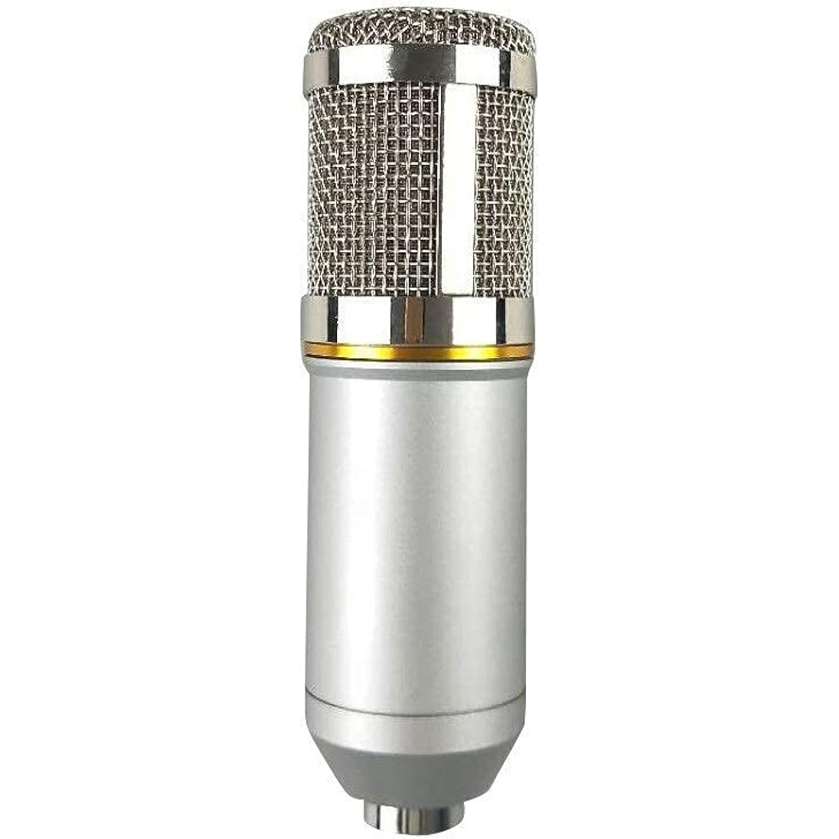 Multifunctional Live Sound Card & Suspension Microphone Kit Broadcast Recording Condenser Microphone Set Intelligent Volume Adjustable Audio Mixer Sound Card (Silver2)