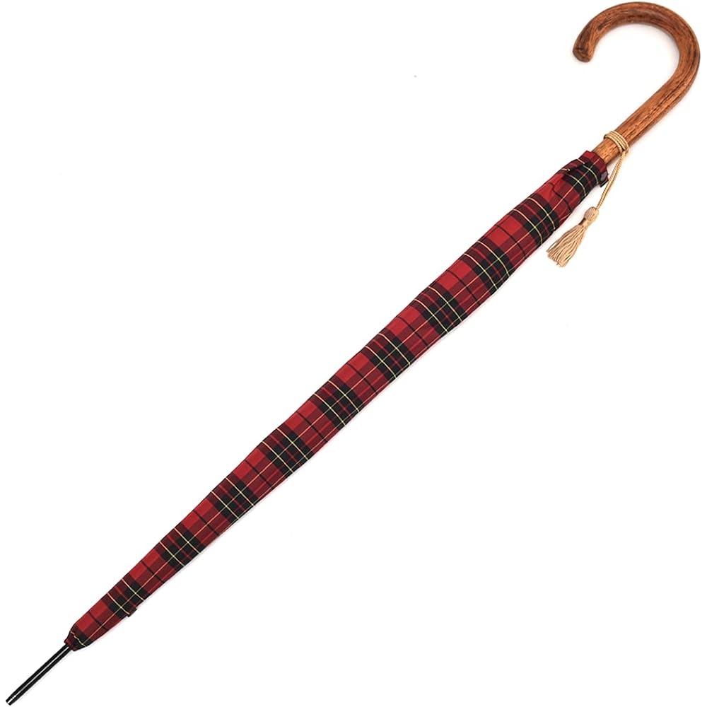Umbrella Women's Long Umbrella Slim Series 65cm x 8 ribs tartan check (Red)