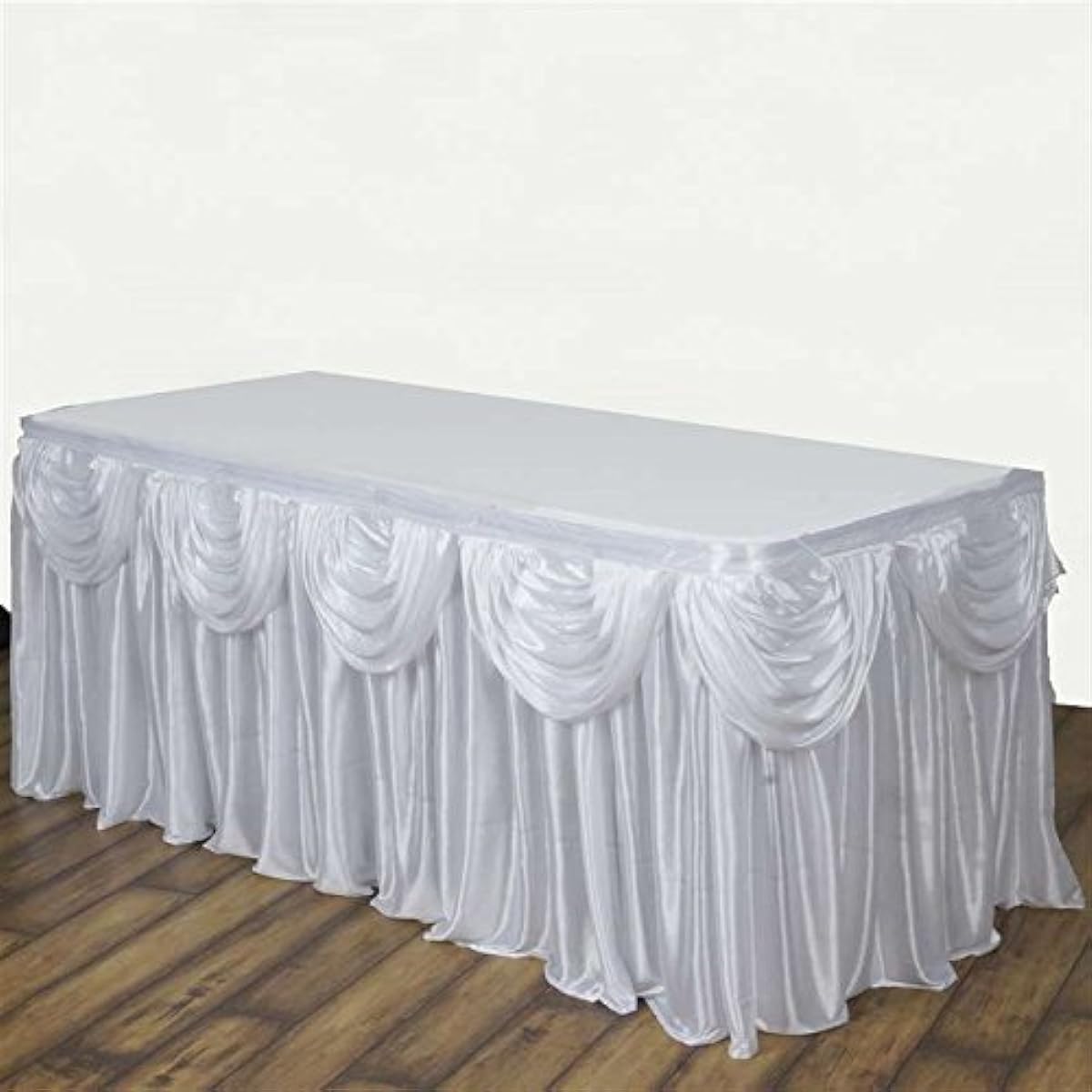 BalsaCircle White Satin Draped Banquet Table Skirt - 3 sizes 21 feet SKT_06_WHT_21@001 999999